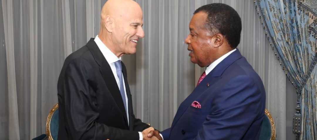 Denis Sassou Nguesso rencontre le PDG d'Eni Claudio Descalzi
